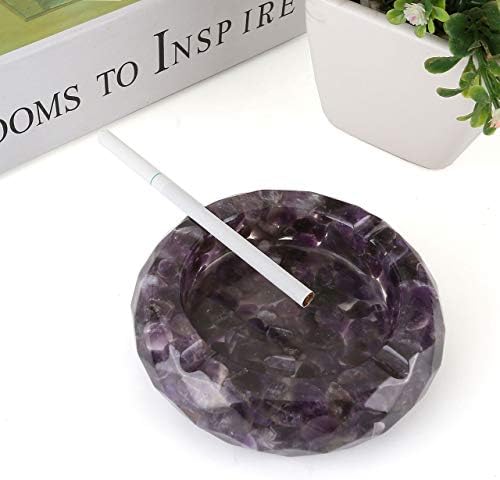 Yoption Amethyst Crystal Ashtray with Tumbled Stone Design