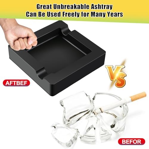 7 Inch Cigar Ashtray Silicone Black Durable Large Capacity