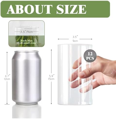 12Pcs Clear Glass Cylinder Vases for Centerpieces