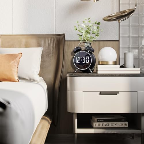 Super Loud Digital Alarm Clock with LED Display and Double Bell Sound