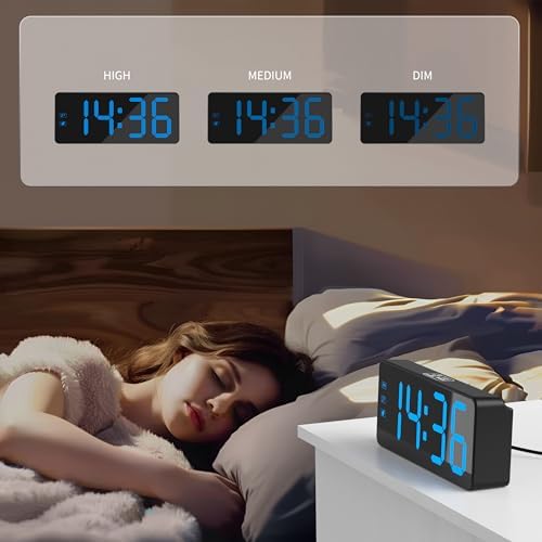 Kwanwa Digital Alarm Clock with 3-Level Dimmer and Battery Backup
