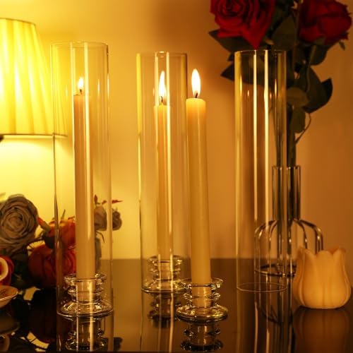 6 Sets Modern Candle Stand with Chimney Covers for Tapered Candles