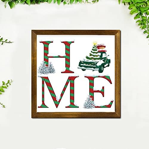 Christmas Candy Cane Framed Wood Sign 7x7 Inch