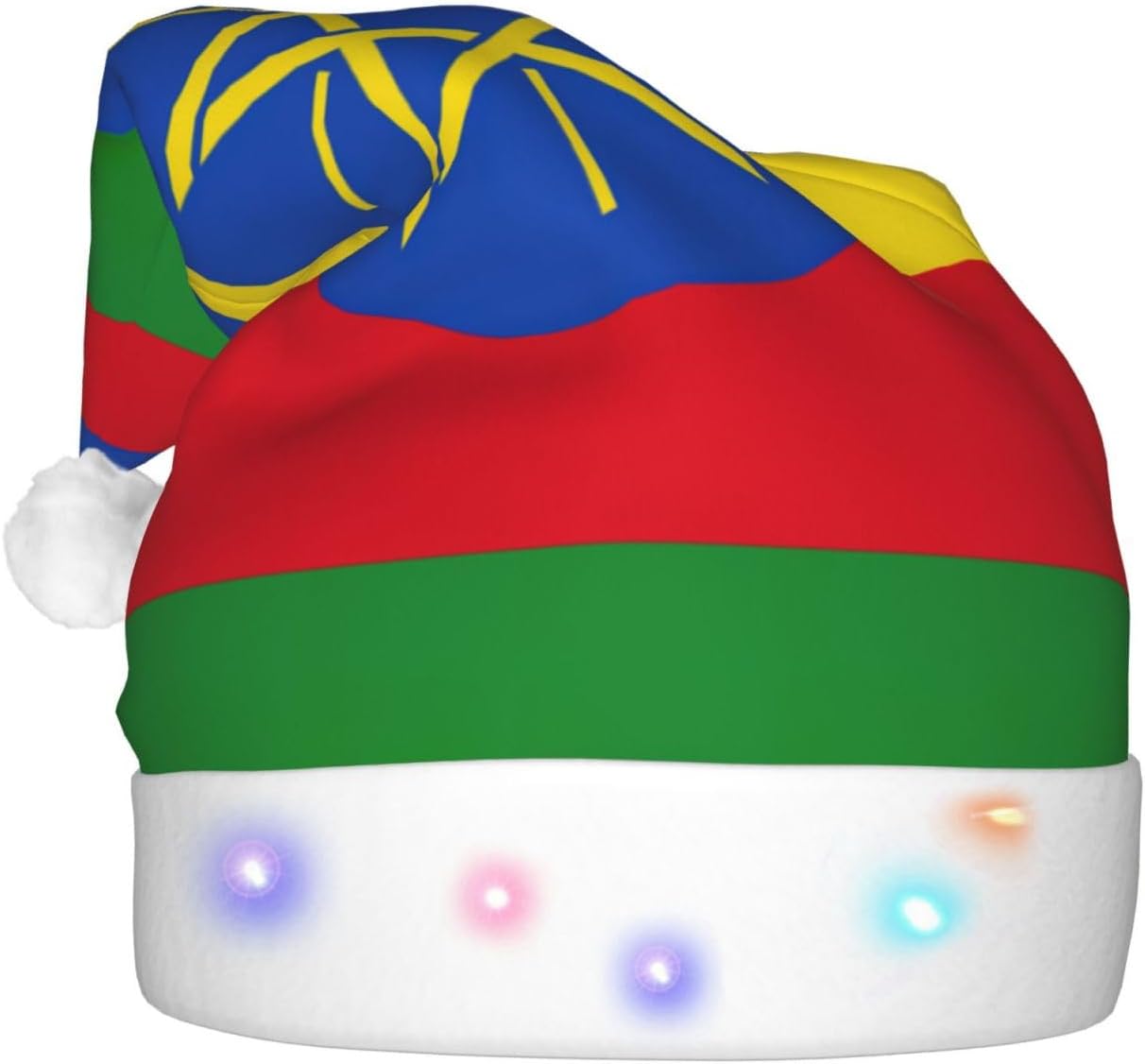 Ethiopia Flag Christmas Hat with LED Lights