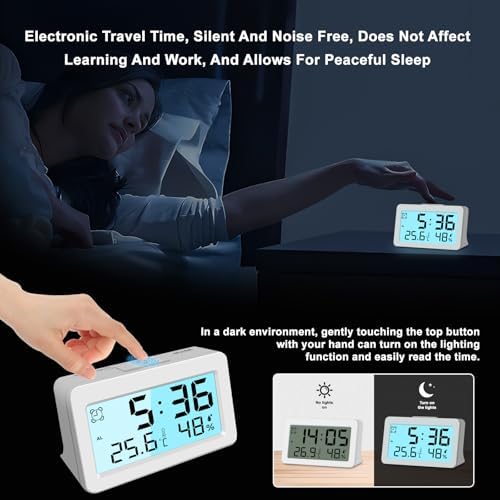 27 Inch Ultra Mini Travel Alarm Clock with Temperature Humidity Display