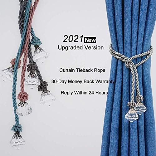 HIASTRA Curtain Tiebacks Rope with Crystal 2pcs