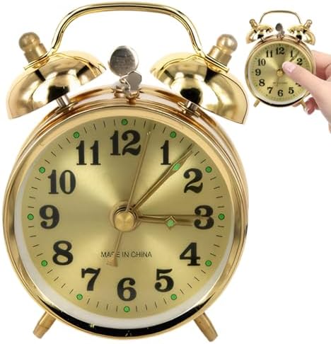 Wind Up Alarm Clock Gold Twin Bell Mechanical