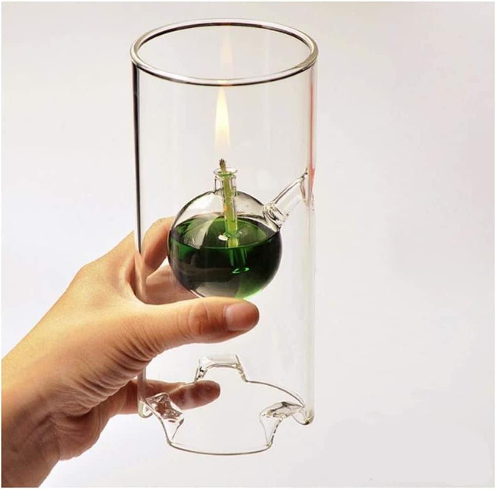 Glass Oil Lamp Borosilicate Hurricane Candle Holder 7 Inch