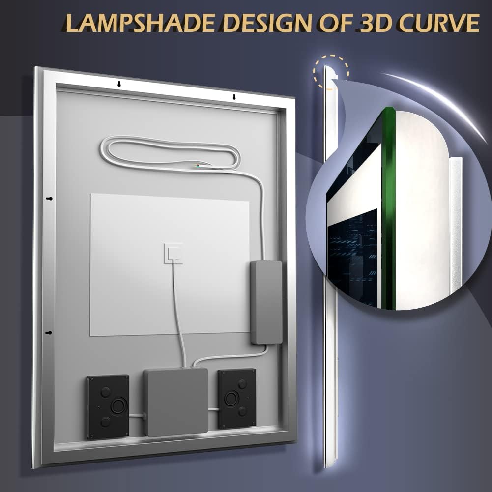 GP GANPE 32x40 Inch Smart LED Bathroom Mirror with Bluetooth