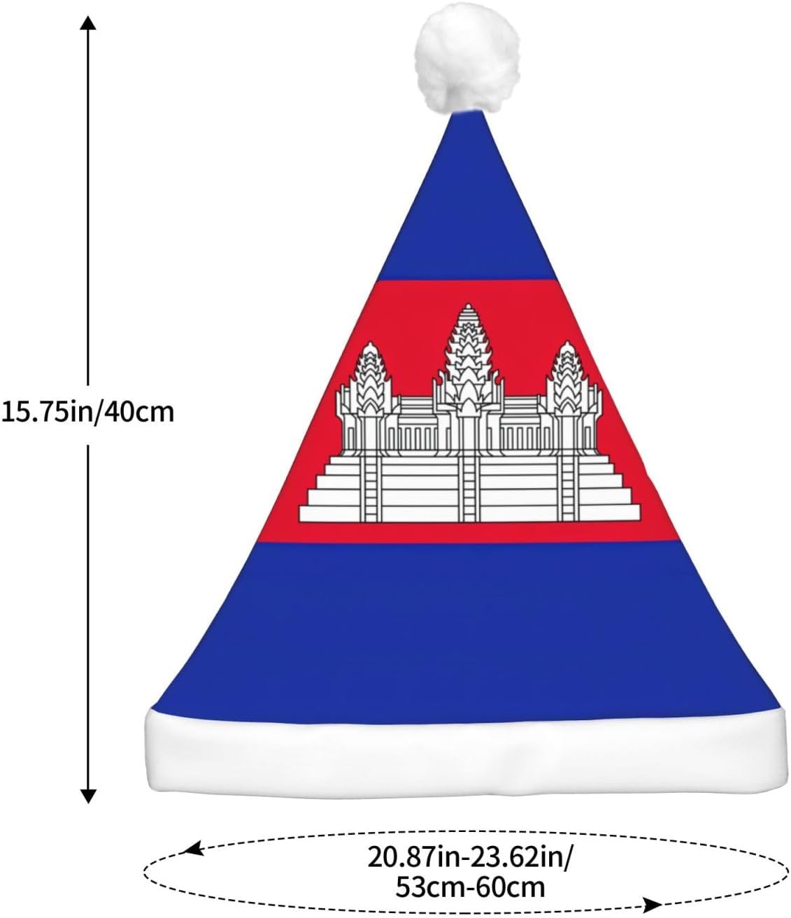 Cambodia Flag Christmas Hat with LED Lights