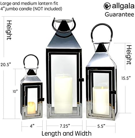 Allgala 3 Pc Jumbo Candle Lantern Set