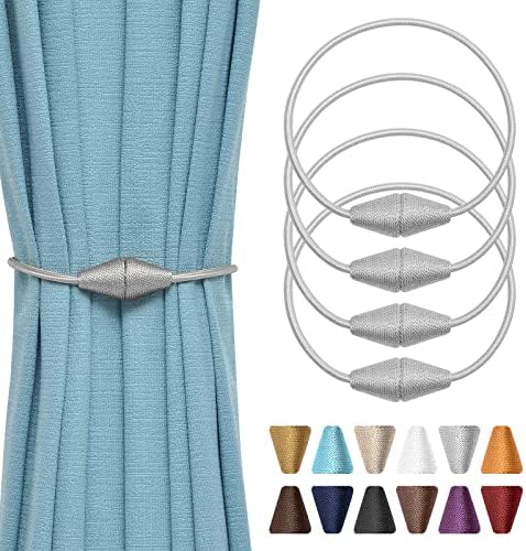 NICEEC 4 Pack Magnetic Curtain Tiebacks Grey