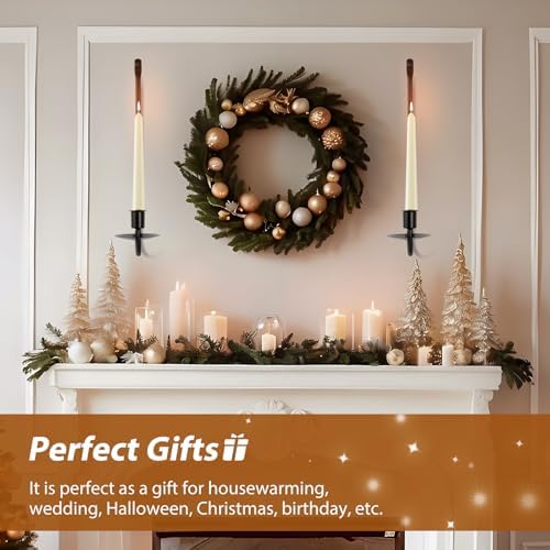 Black Candle Sconces Set of 4 Taper Pillar Wall Candle Holder