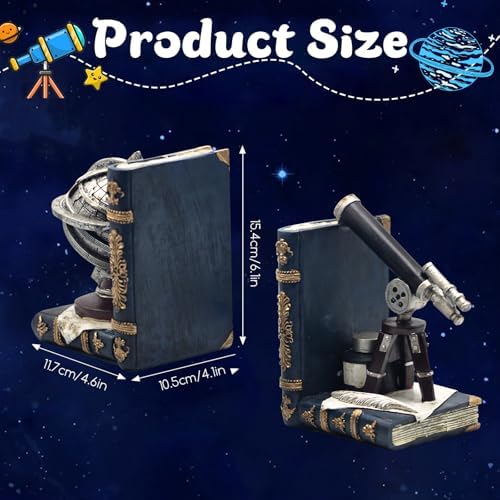 Vintage Armillary Sphere Bookends with Telescope Design