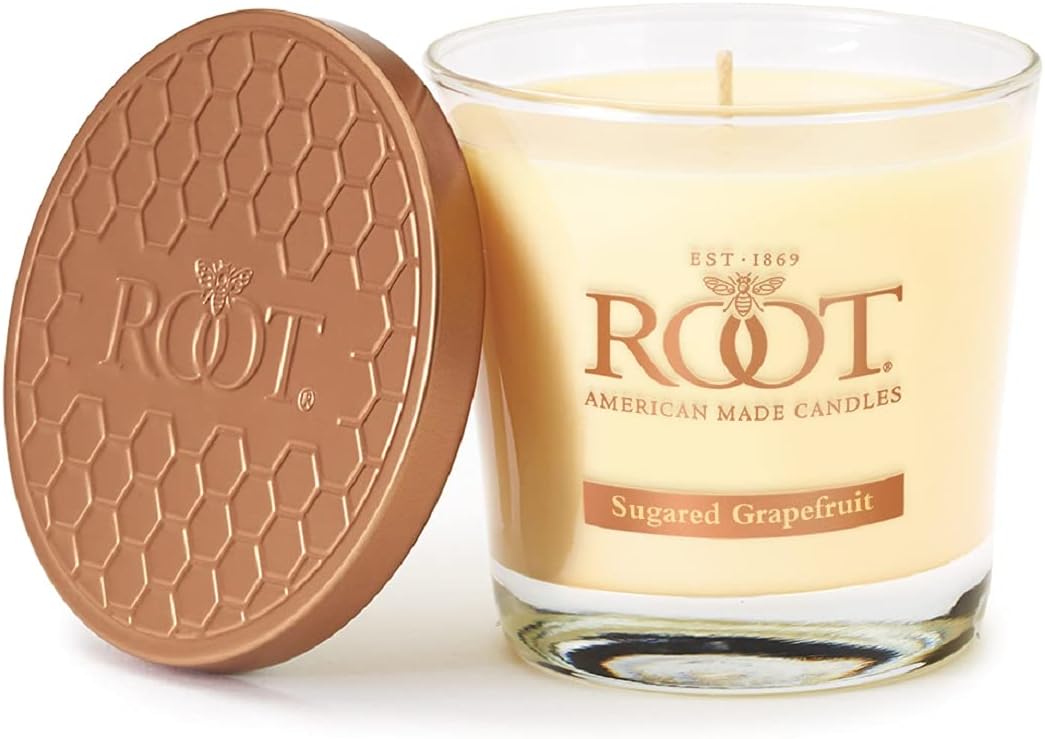 Root Candles Honeycomb Veriglass Scented Beeswax Candle Small Sugared Grapefruit
