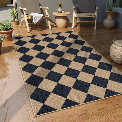 Lahome Checkered Jute 3x5 Outdoor Rug