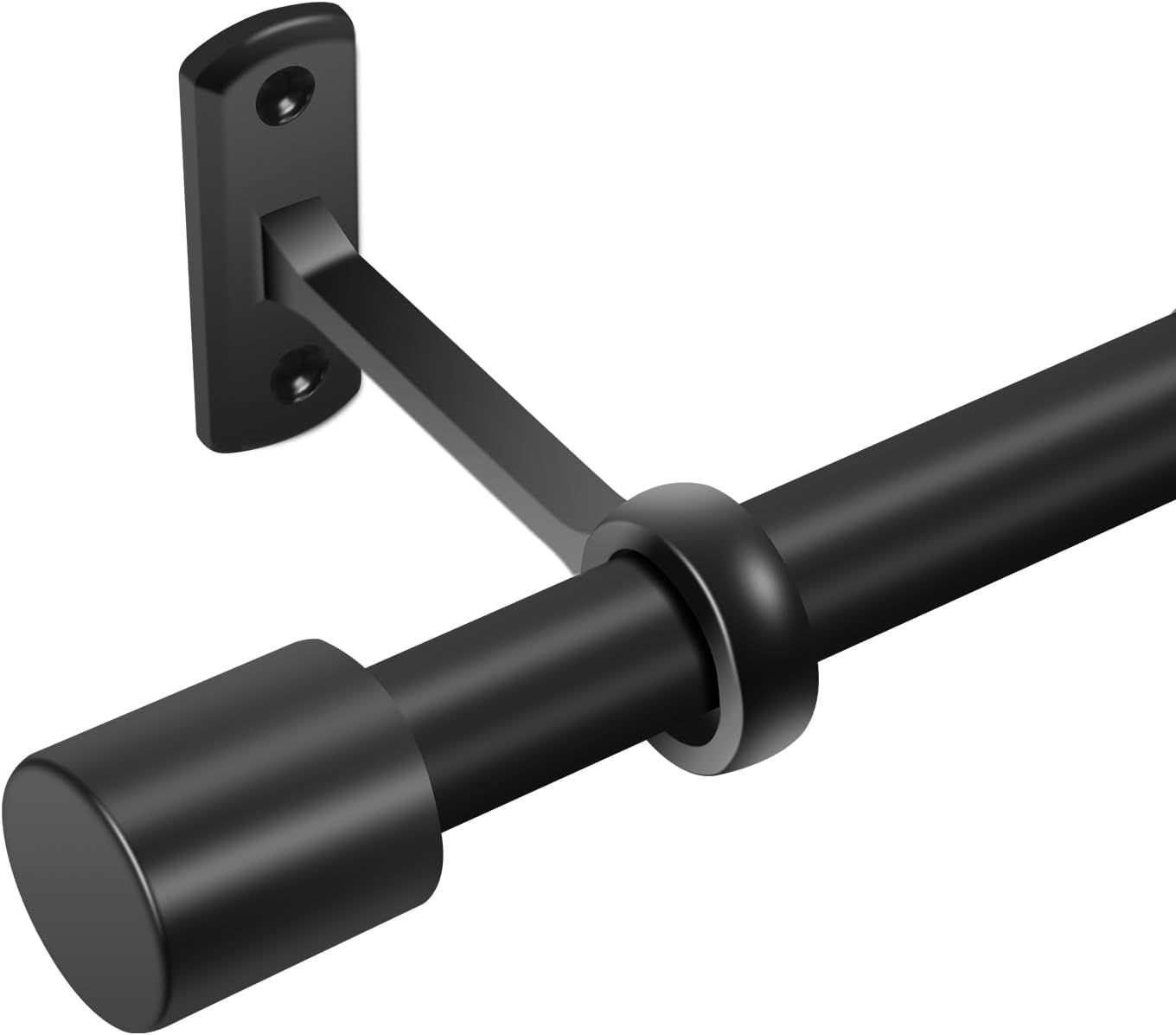 Adjustable 1 Inch Black Curtain Rod for Windows 72-144 Inches