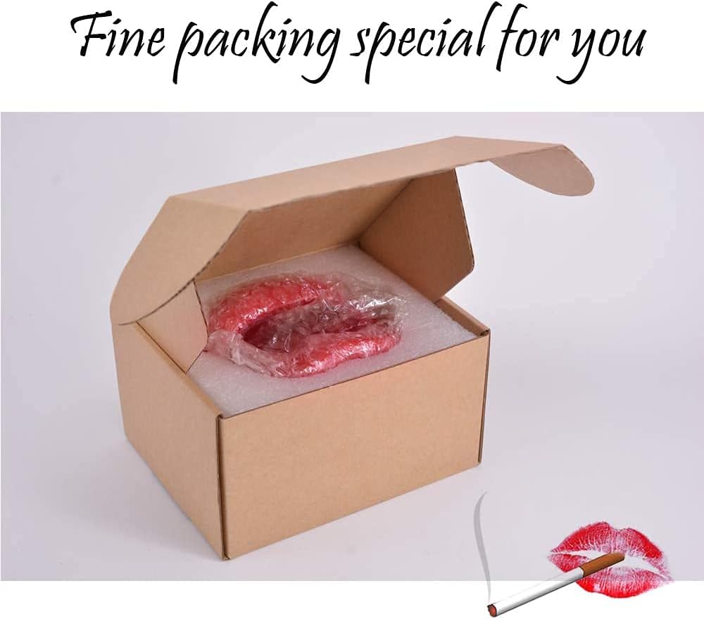 Creative Ceramic Ashtray with Lips Design Dark Red