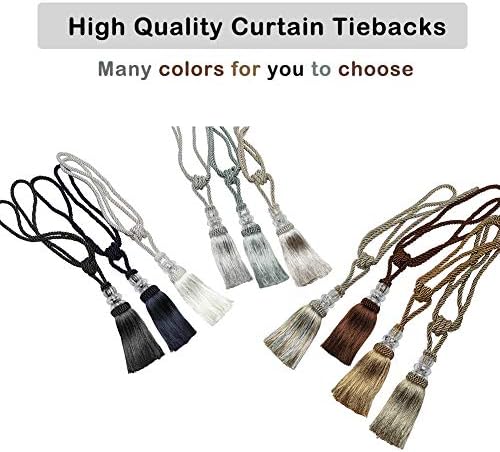 BEL AVENIR 4 Pack Crystal Curtain Tiebacks with Tassels