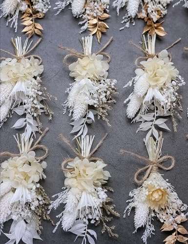 Xins Convey Mini Dried Flower Bouquet Set Pack of 12 Gold