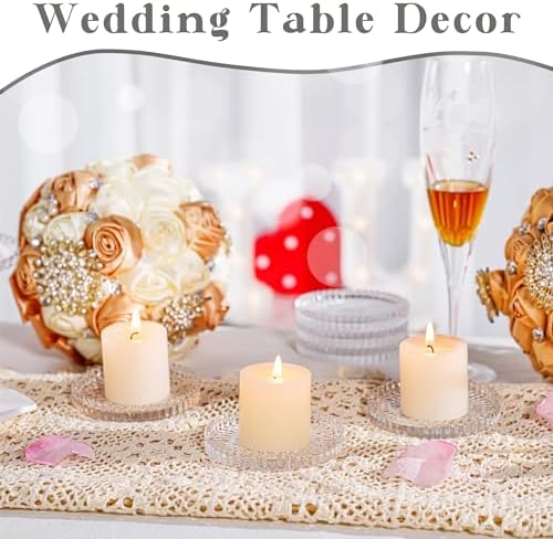Kanpura Clear Glass Candle Holder Plates Set of 6