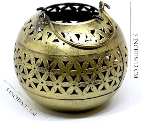 ZainArtistry Decorative Brass Bowls with Floral Design Candle Holder