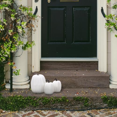 3PCS White Artificial Foam Pumpkins Halloween Decor Centerpieces