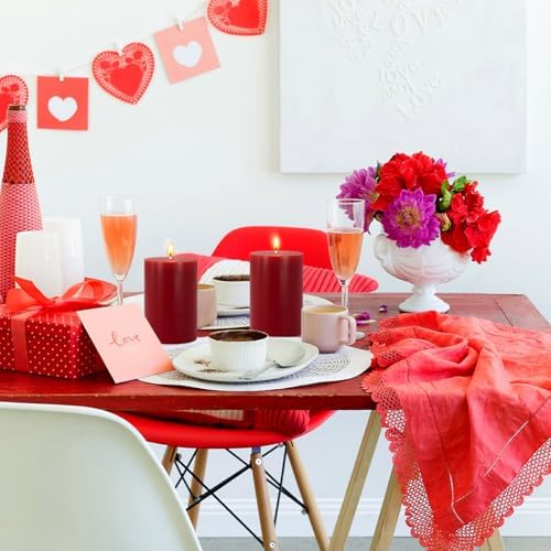 Amusaer 6 Pack Red Pillar Candles 4 Inch Tall
