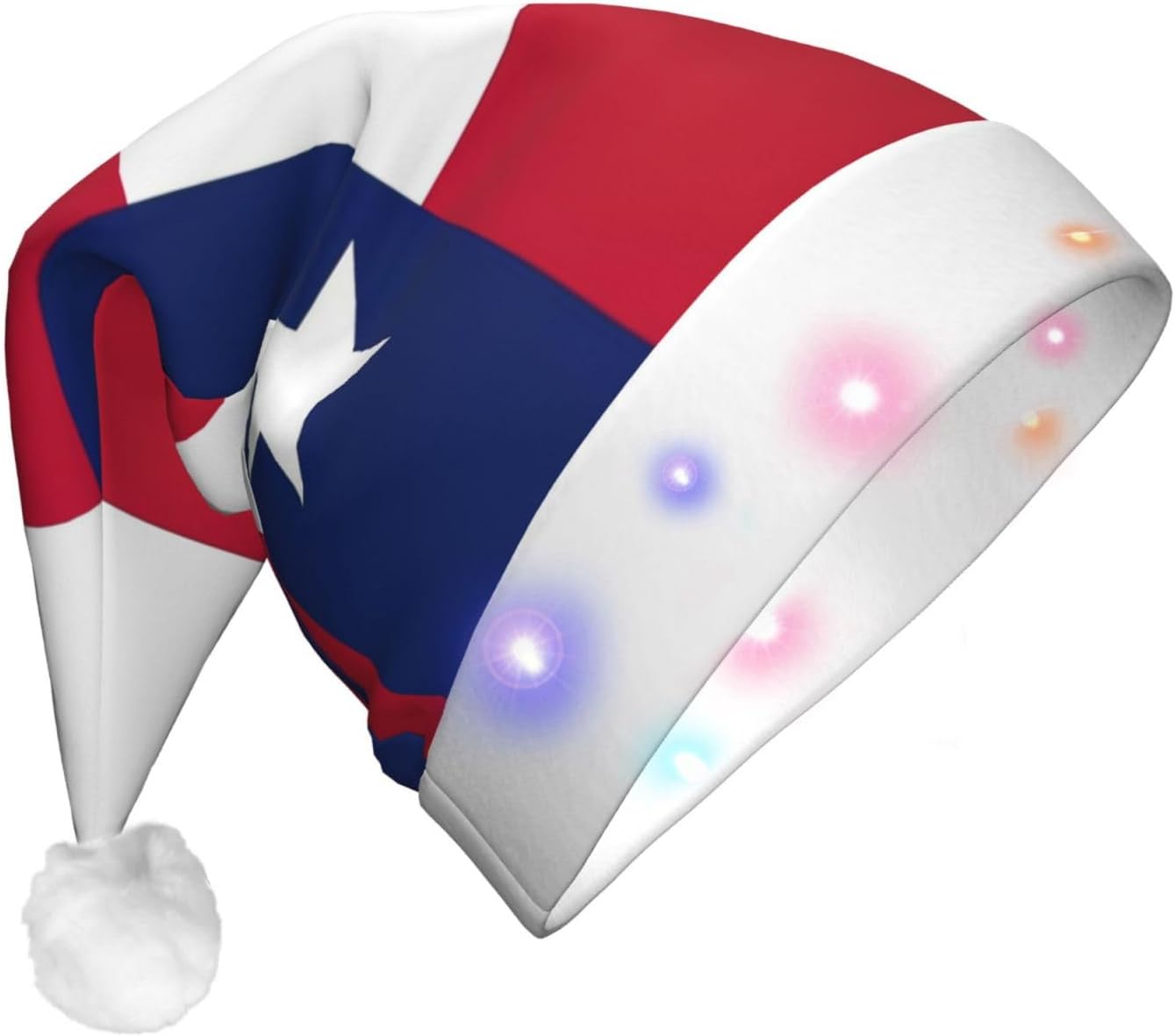 Texas State Flag Christmas Hat with LED Lights 1