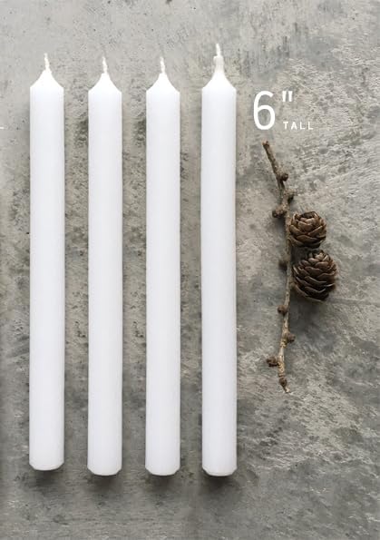 East of India Plain White Slim Pillar Candles 6 Tall Box 60 Pcs