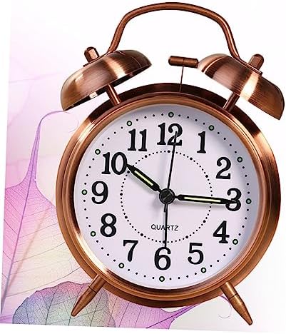 Classic Metal Alarm Clock with Double Bells and Silent Nightlight