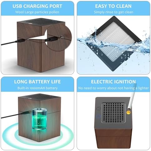 FUKANG Aluminum Smokeless Ashtray 3 in 1 with Lighter USB Rechargeable