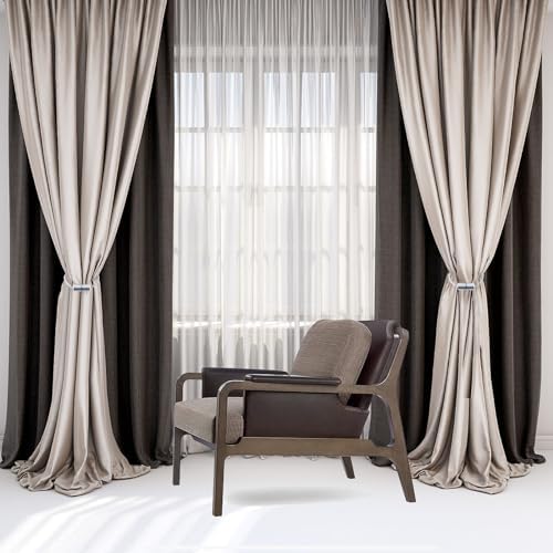 6 Pack Strong Magnetic Curtain Holdbacks with Thick Twist Rope Grey
