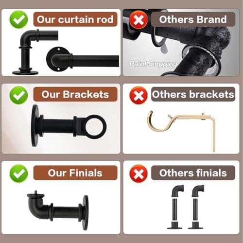 Industrial Curtain Rods 18-120 Inch Adjustable Blackout Rods