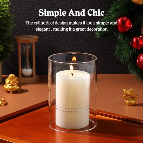Holibanna Cylinder Vases 2pcs Candle Chimney Glass Holder
