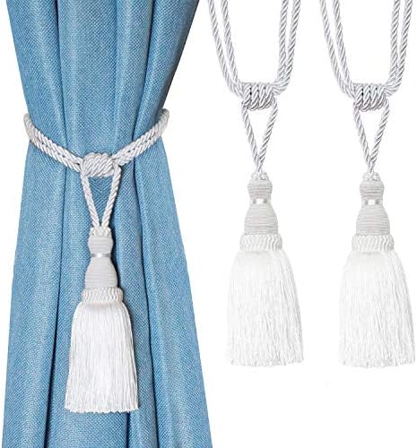 BEL AVENIR 2 Pack Curtain Tiebacks with Tassels and Rope