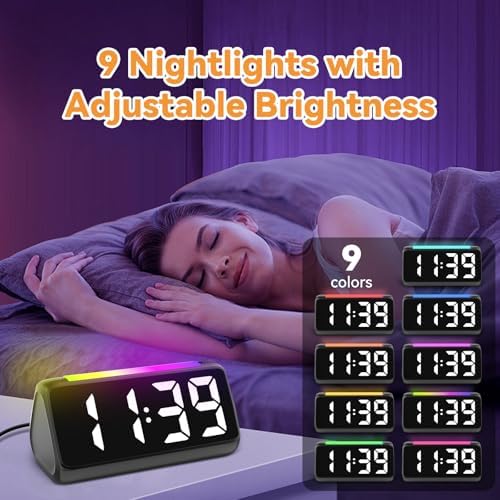 Netzu Alarm Clocks for Heavy Sleepers with Vibrating Pad and RGB Display