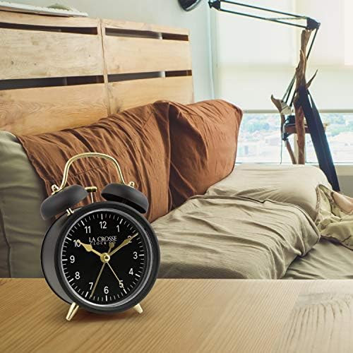 La Crosse 617-3314BG Black Twin Bell Alarm Clock