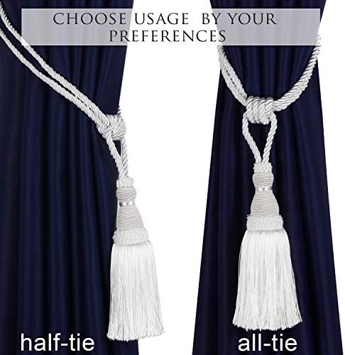 BEL AVENIR 2 Pack Curtain Tiebacks with Tassels and Rope