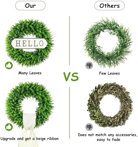 DDHS 20 Inch Artificial Boxwood Wreath for Front Door