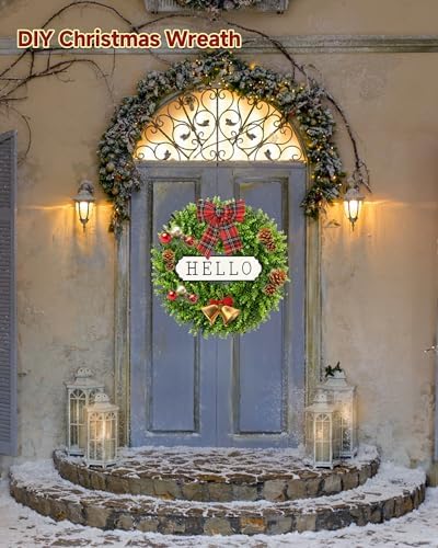 DDHS 20 Inch Artificial Boxwood Wreath for Front Door