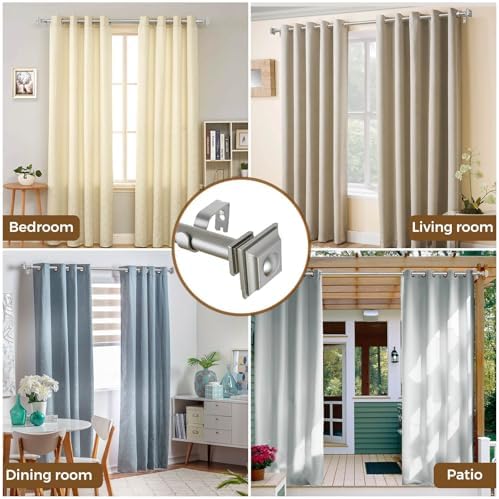 KAMANINA 1 Inch Curtain Rods Adjustable 32-58 Inches Antique Silver