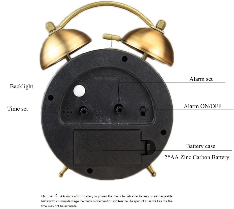 Maxspace Metal Golden Table Clock with Alarm