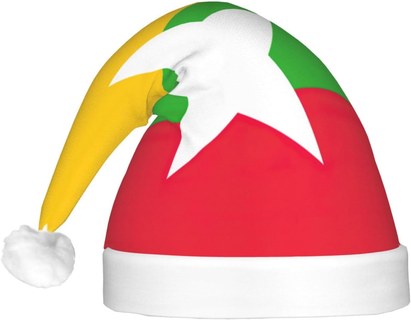 Myanmar Flag Print Christmas Hat with LED Lights
