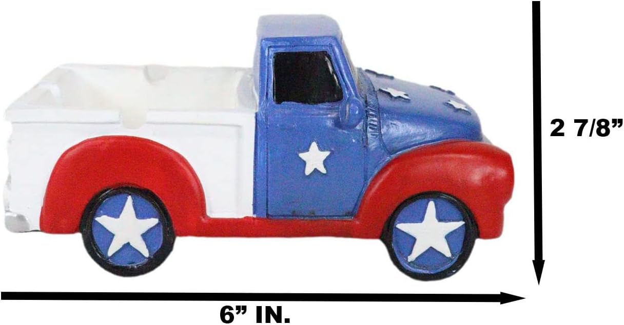 Ebros Gift Patriotic Pickup Truck Ashtray Figurine