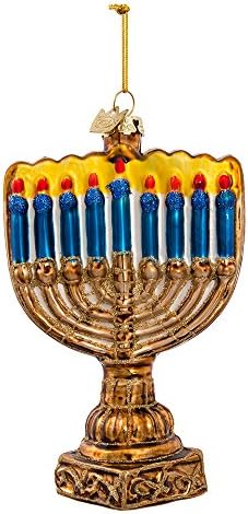 Kurt S Adler 4-5 Inch Noble Gems Glass Menorah Ornament