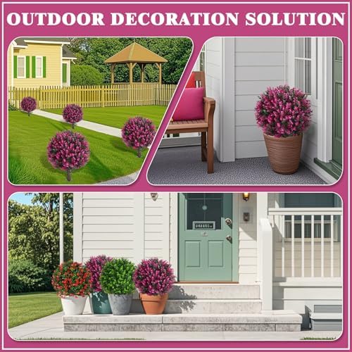 Artificial Topiary Trees with Pink Eucalyptus Set of 2