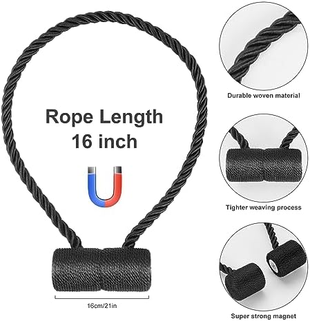 2pcs Magnetic Curtain Tiebacks with Woven Design