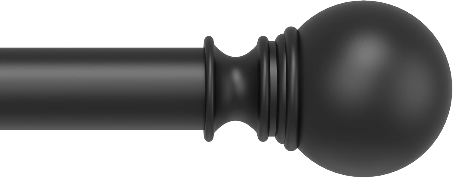 Black Curtain Rod 66-120 Inch Adjustable Heavy Duty