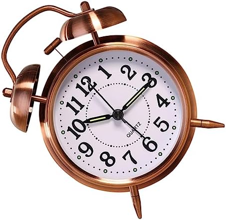 Classic Metal Alarm Clock with Double Bells and Silent Nightlight